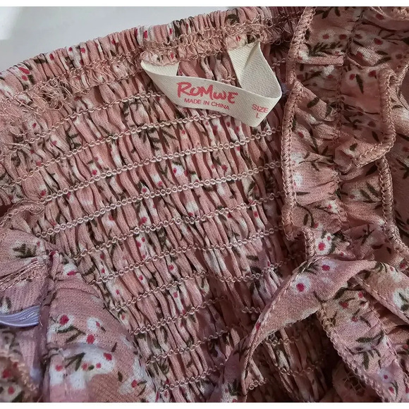 Romwe women's multicolor floral sleeveless flowy  tie front dress - large - Picture 7 of 8